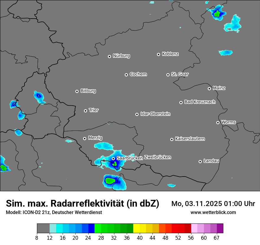 Modellkarten Simuliertes Radarbild