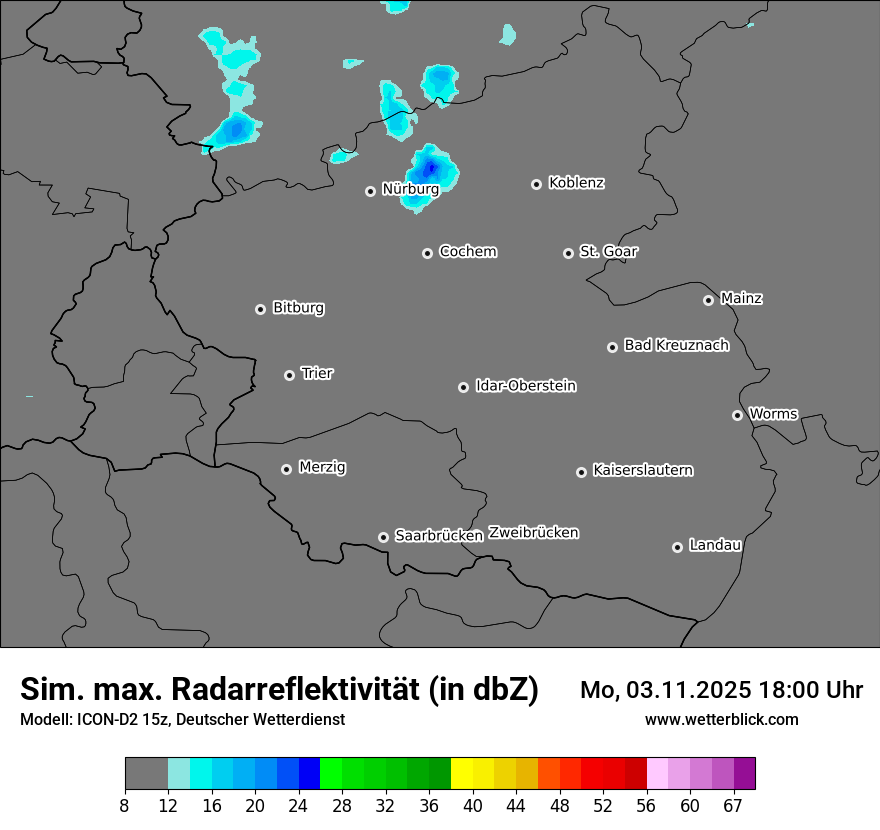 Modellkarten Simuliertes Radarbild