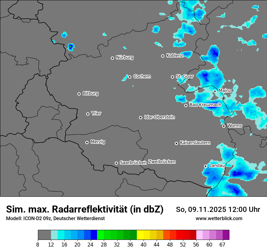 Modellkarten Simuliertes Radarbild