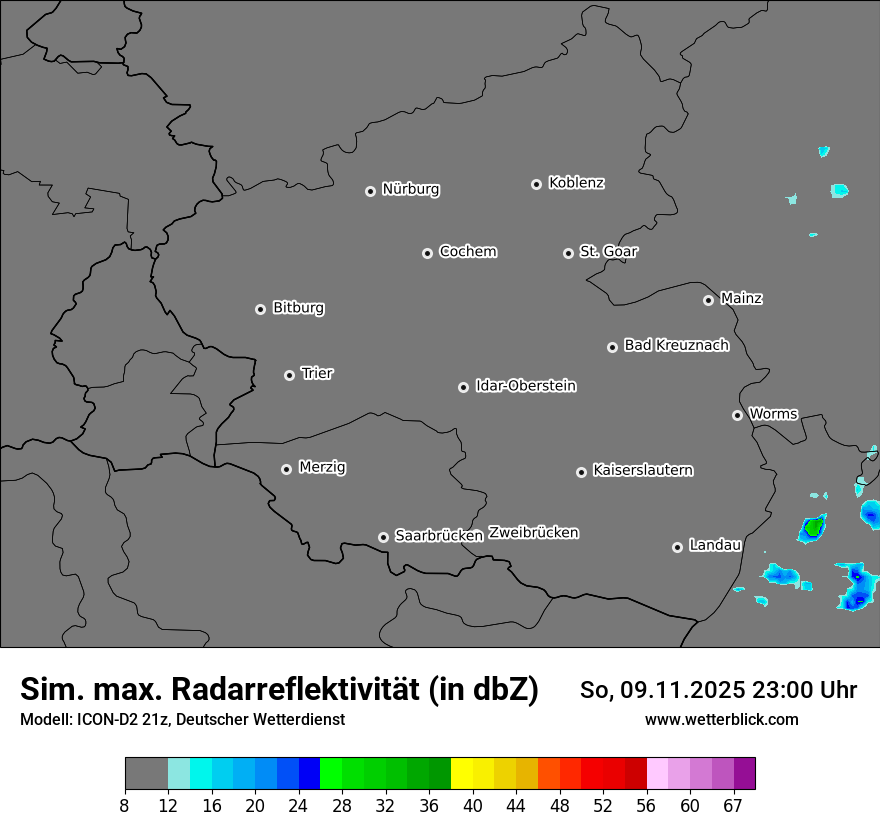 Modellkarten Simuliertes Radarbild