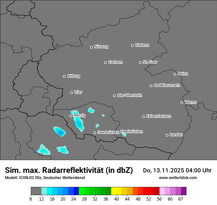 Modellkarten Simuliertes Radarbild