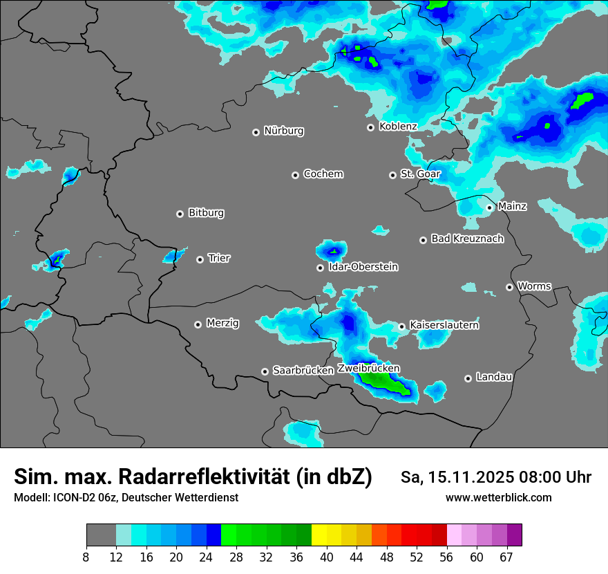 Modellkarten Simuliertes Radarbild