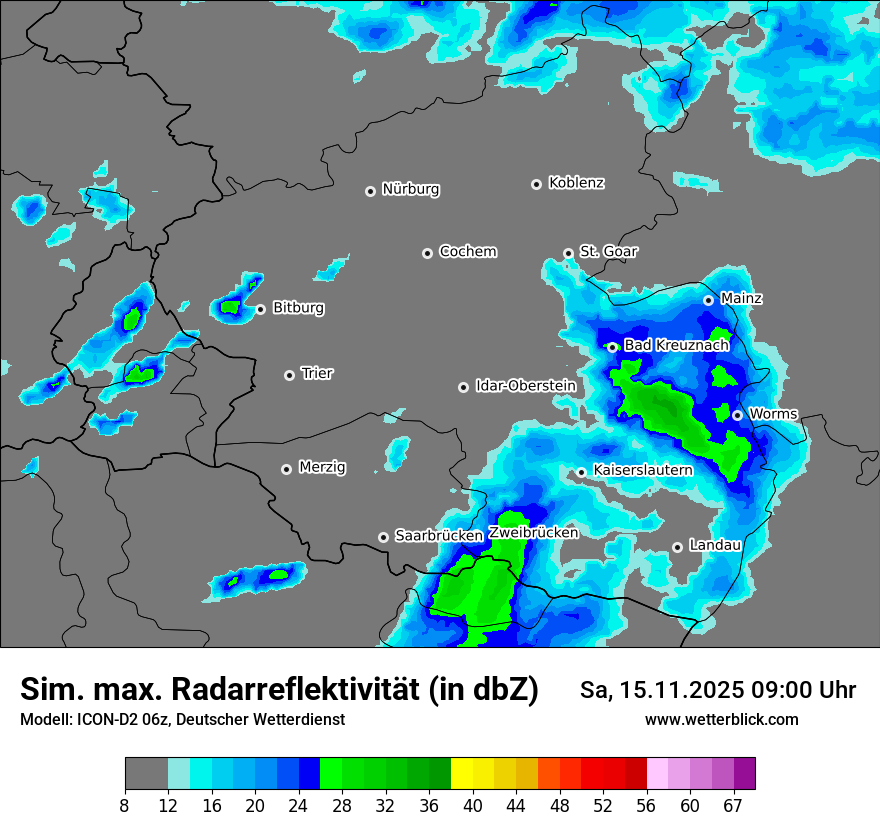 Modellkarten Simuliertes Radarbild