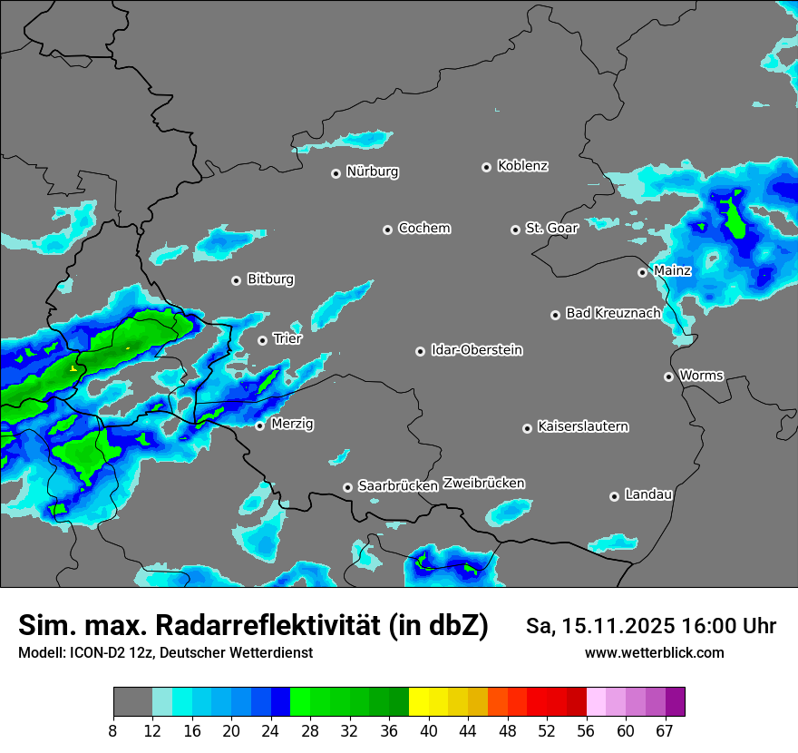 Modellkarten Simuliertes Radarbild