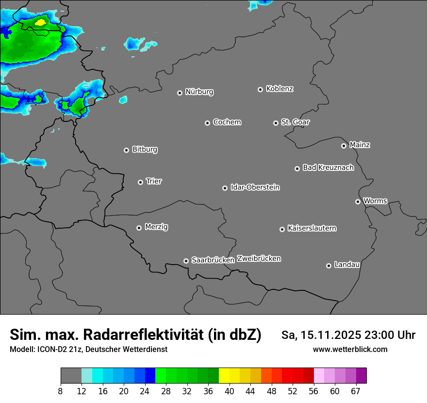 Modellkarten Simuliertes Radarbild