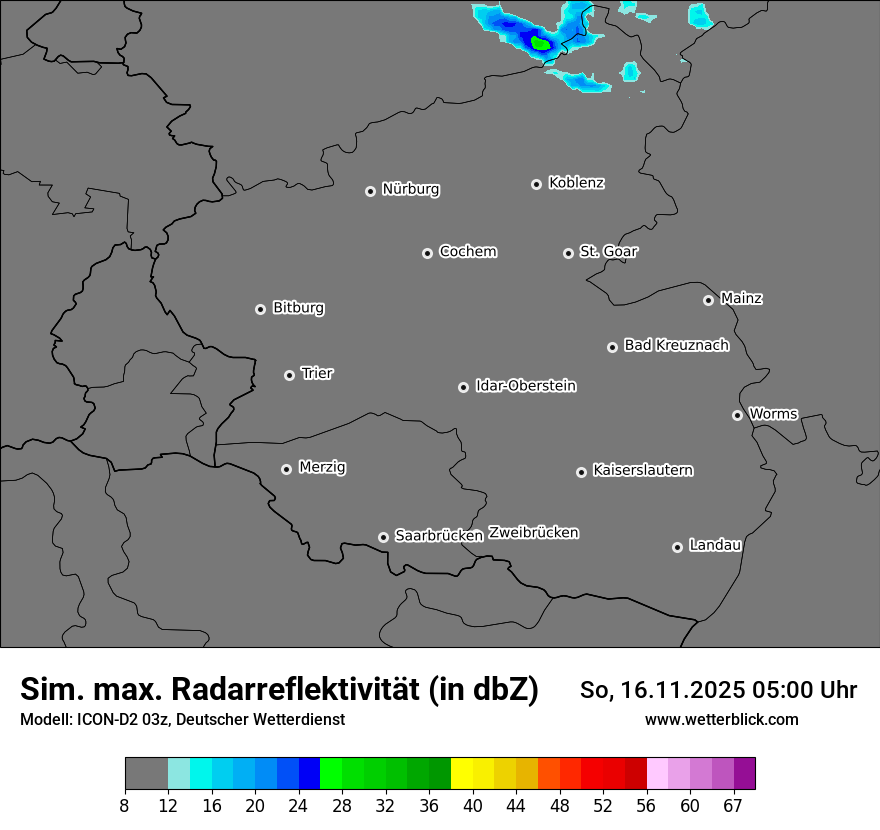 Modellkarten Simuliertes Radarbild