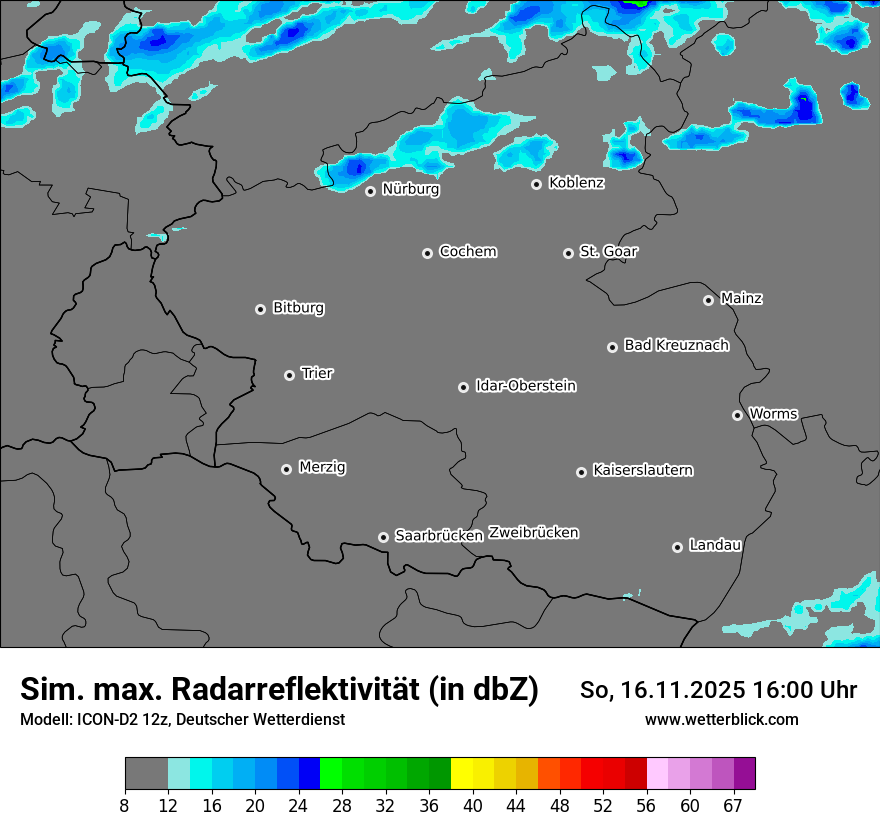 Modellkarten Simuliertes Radarbild