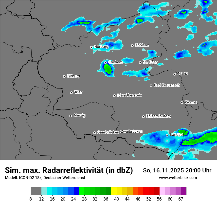 Modellkarten Simuliertes Radarbild