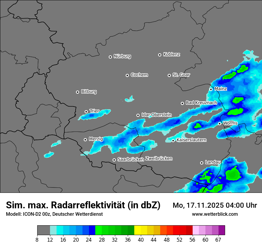 Modellkarten Simuliertes Radarbild
