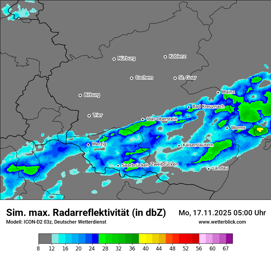 Modellkarten Simuliertes Radarbild