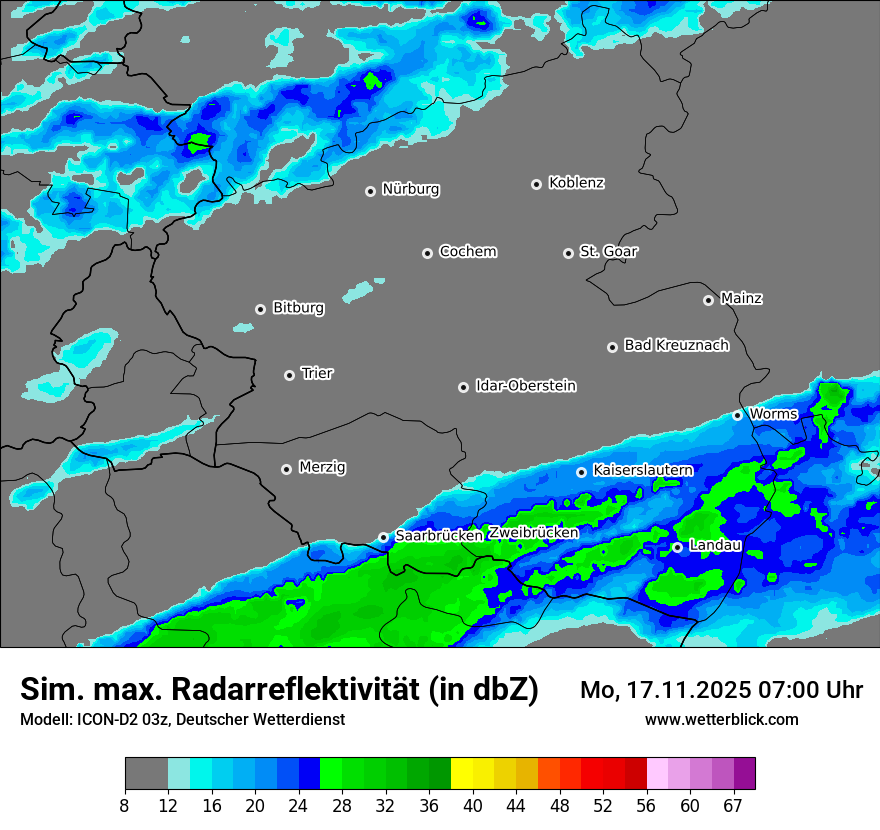 Modellkarten Simuliertes Radarbild