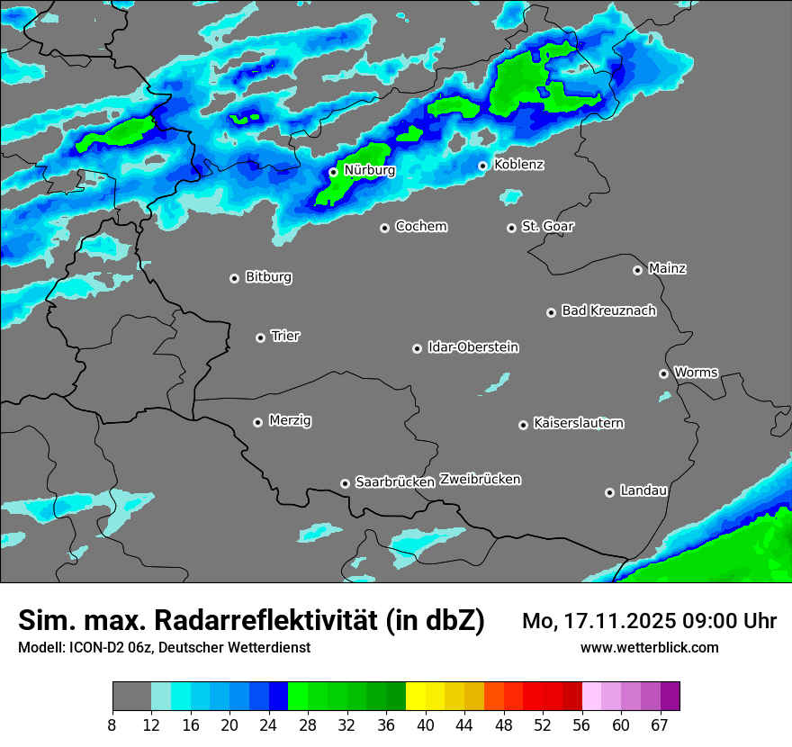 Modellkarten Simuliertes Radarbild