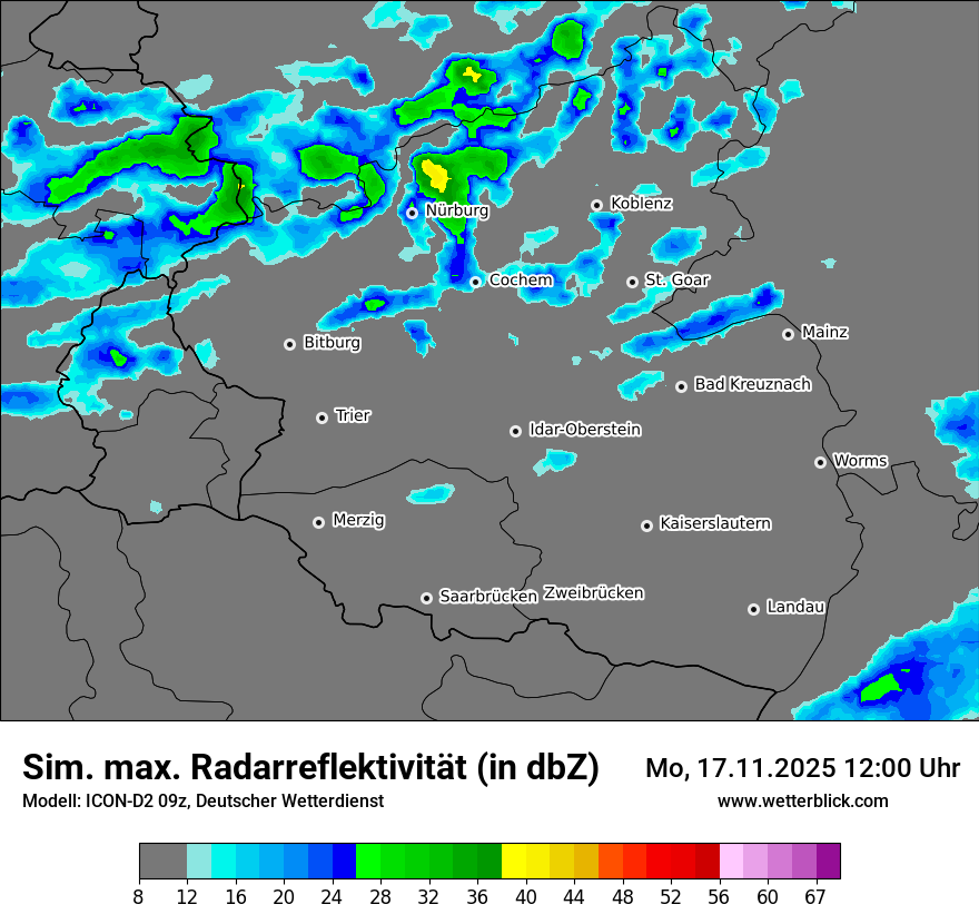 Modellkarten Simuliertes Radarbild