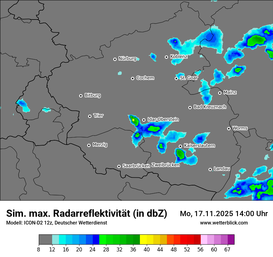 Modellkarten Simuliertes Radarbild