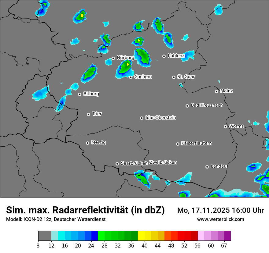 Modellkarten Simuliertes Radarbild