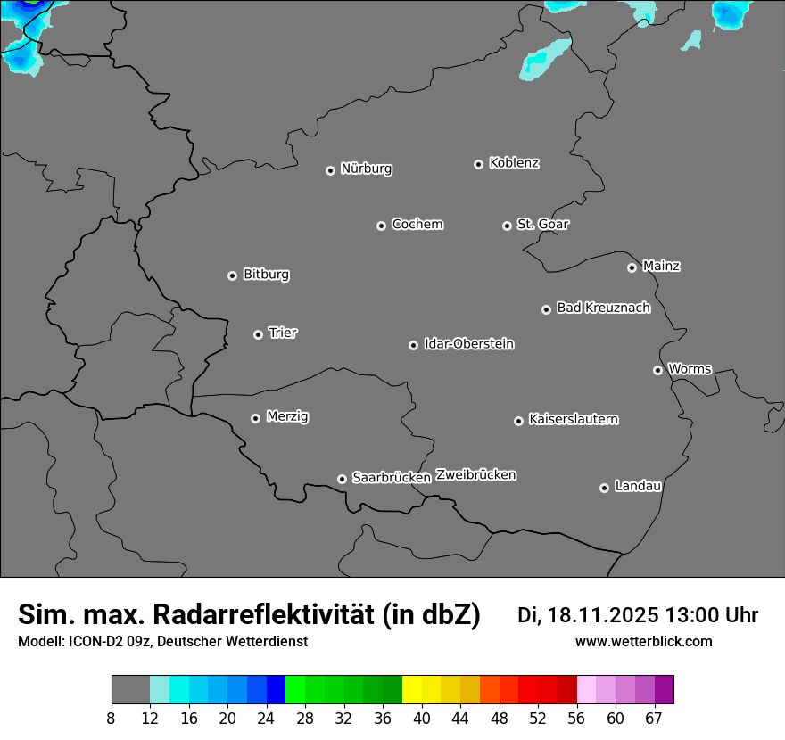 Modellkarten Simuliertes Radarbild