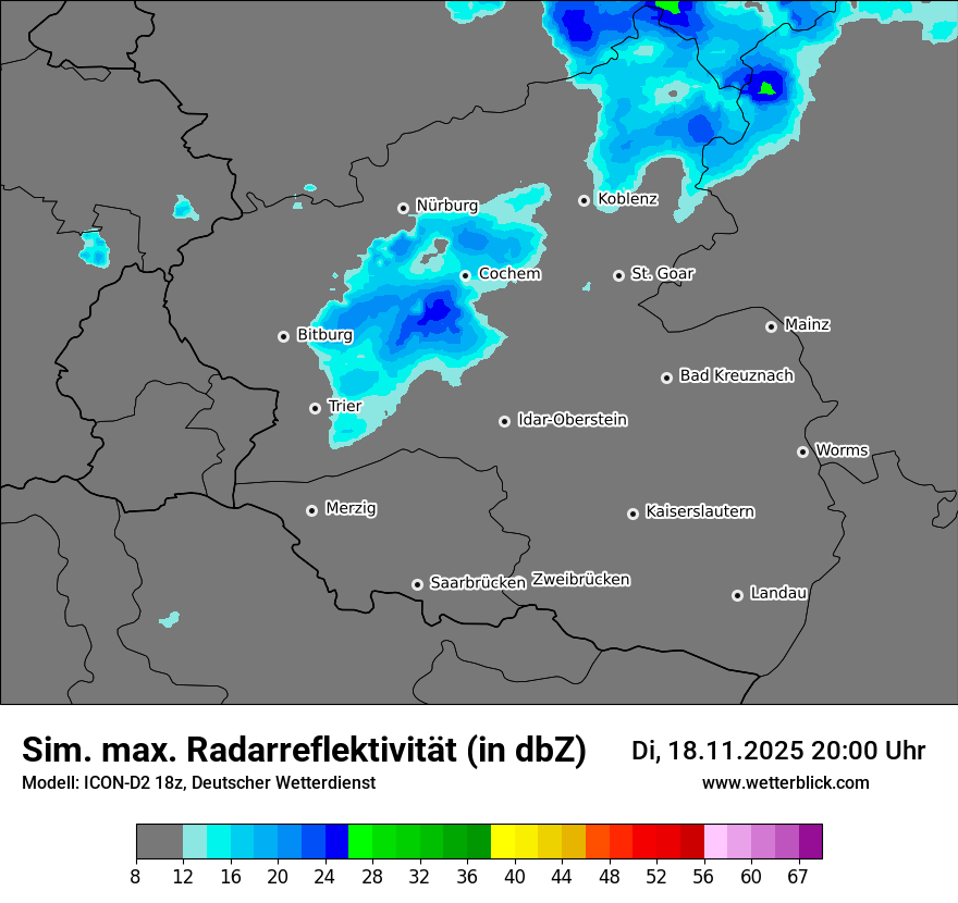 Modellkarten Simuliertes Radarbild
