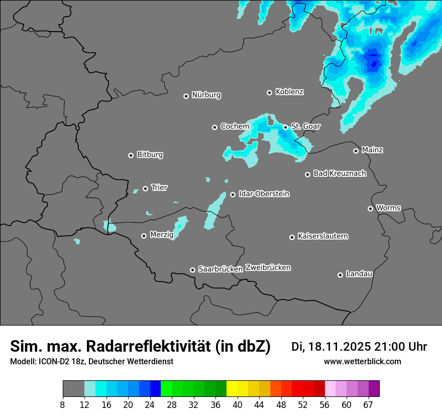 Modellkarten Simuliertes Radarbild