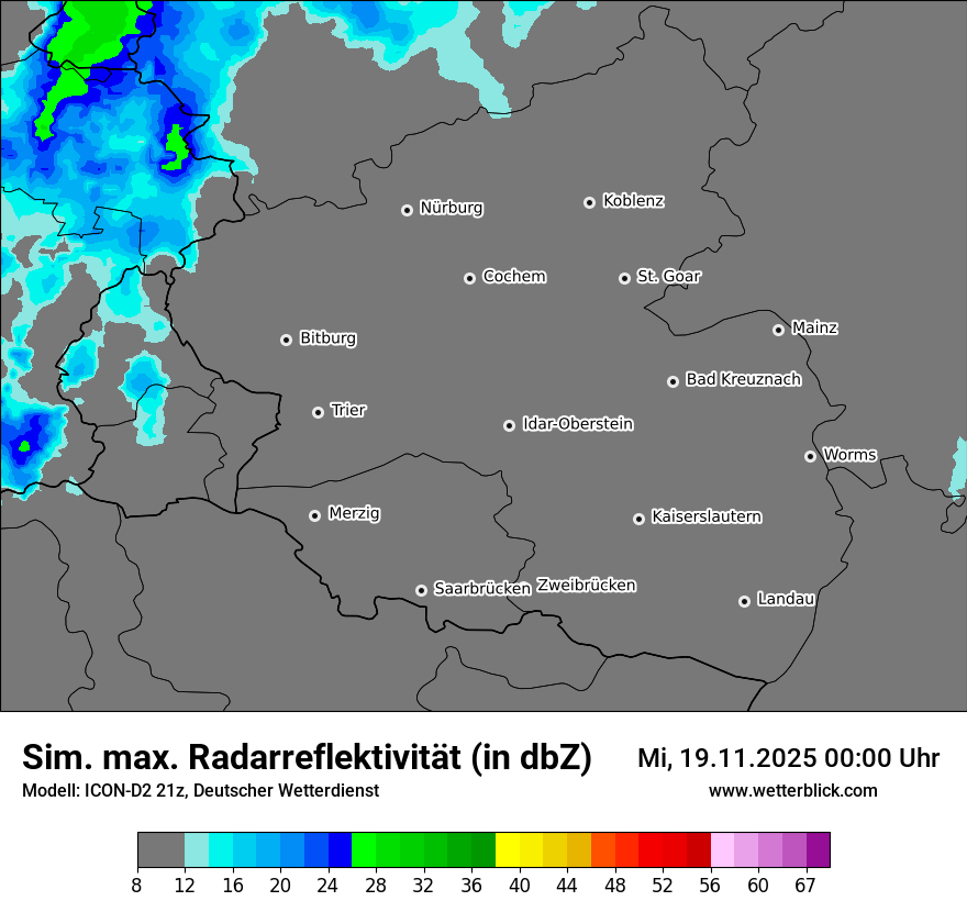 Modellkarten Simuliertes Radarbild