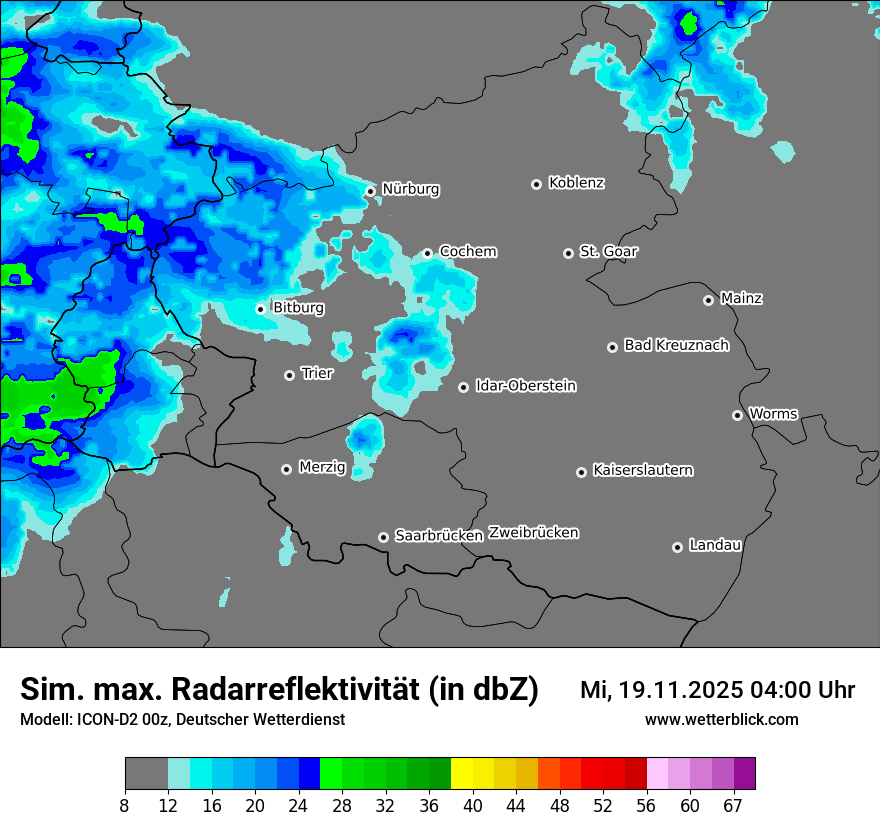 Modellkarten Simuliertes Radarbild
