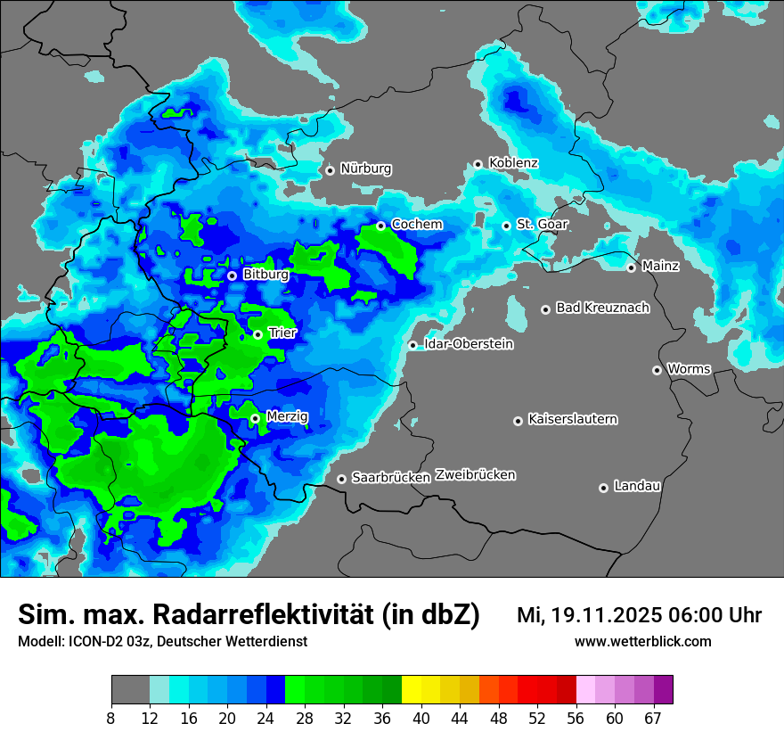 Modellkarten Simuliertes Radarbild