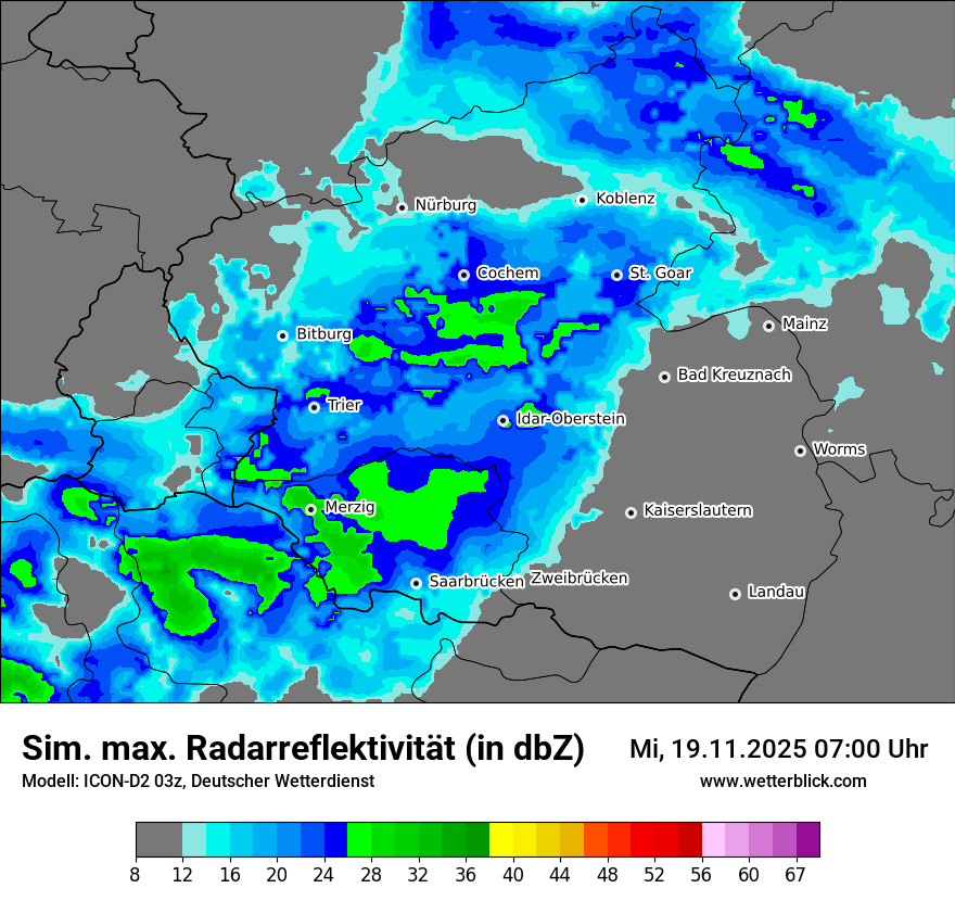 Modellkarten Simuliertes Radarbild