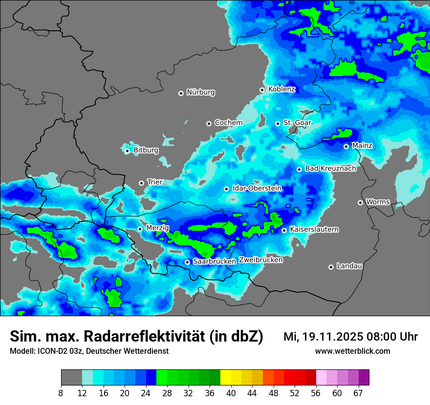 Modellkarten Simuliertes Radarbild