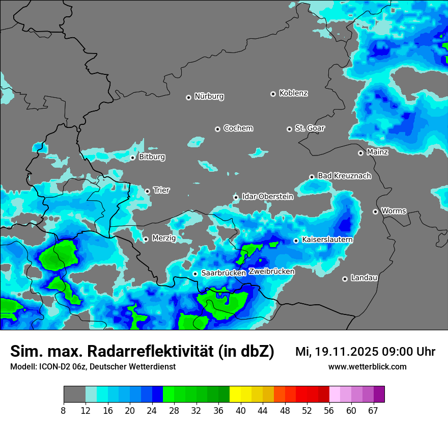 Modellkarten Simuliertes Radarbild