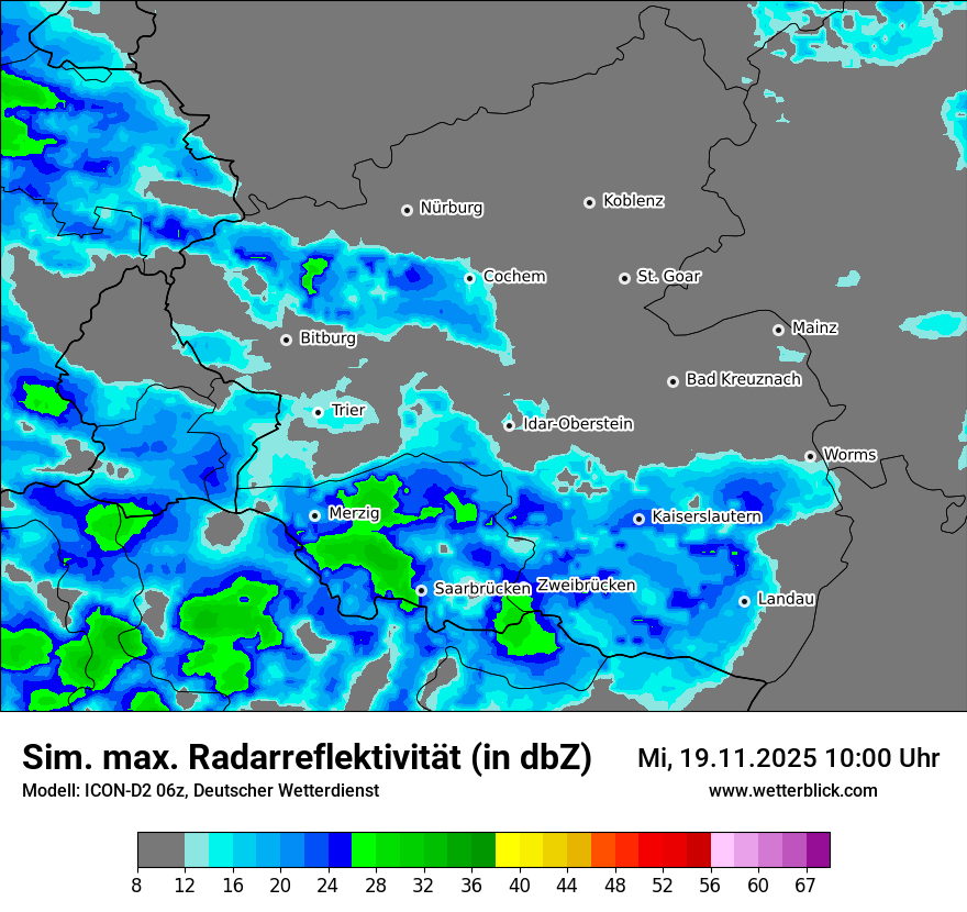 Modellkarten Simuliertes Radarbild