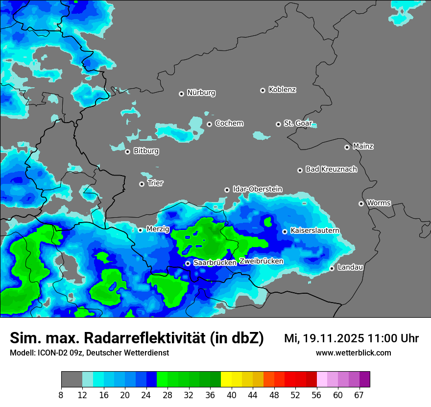 Modellkarten Simuliertes Radarbild