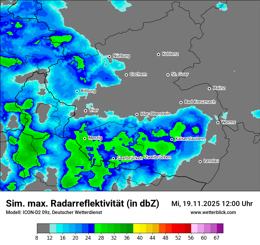 Modellkarten Simuliertes Radarbild