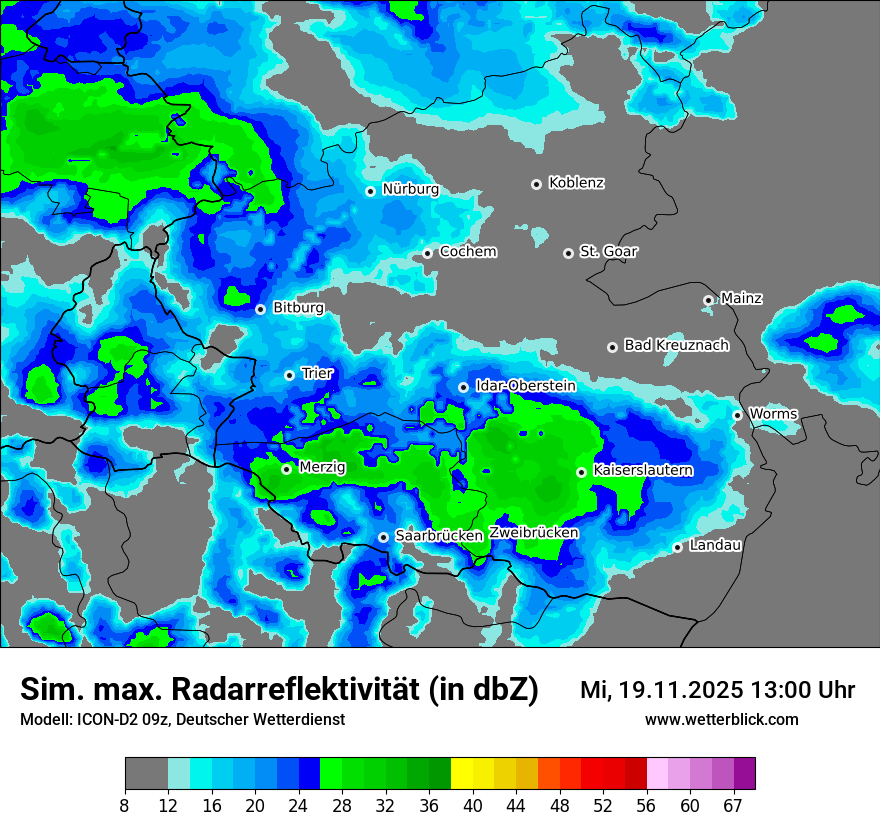 Modellkarten Simuliertes Radarbild