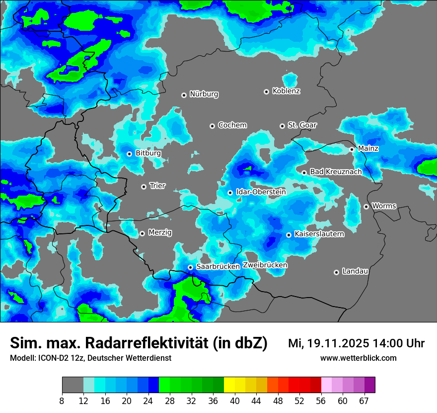 Modellkarten Simuliertes Radarbild