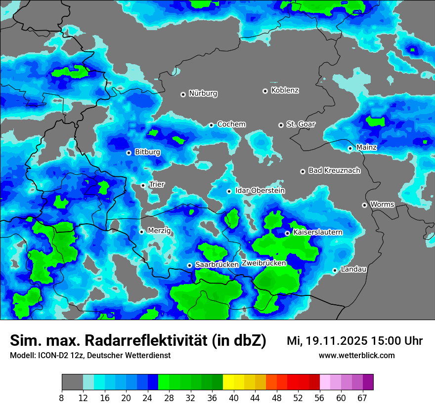 Modellkarten Simuliertes Radarbild