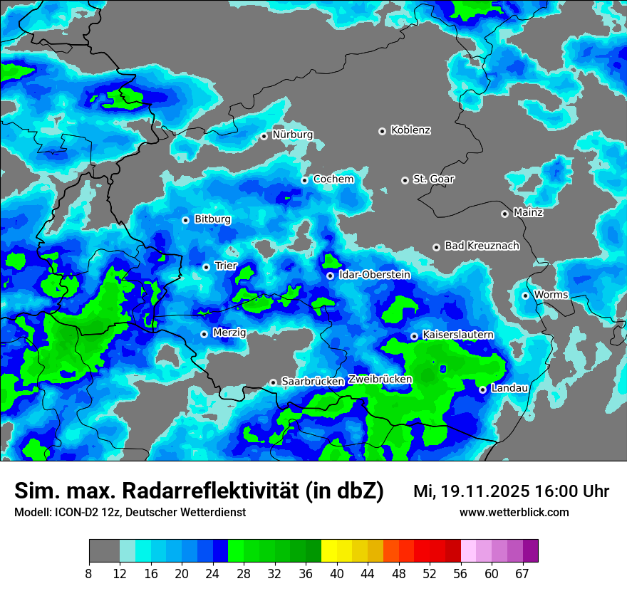 Modellkarten Simuliertes Radarbild