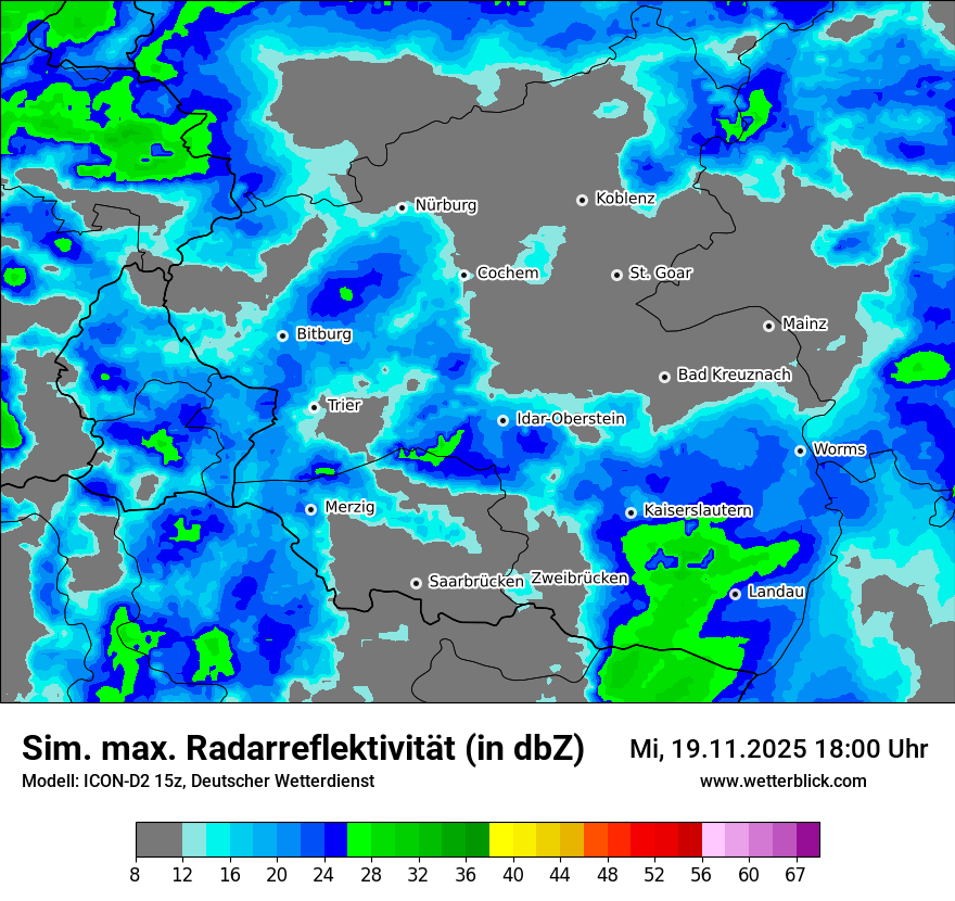 Modellkarten Simuliertes Radarbild