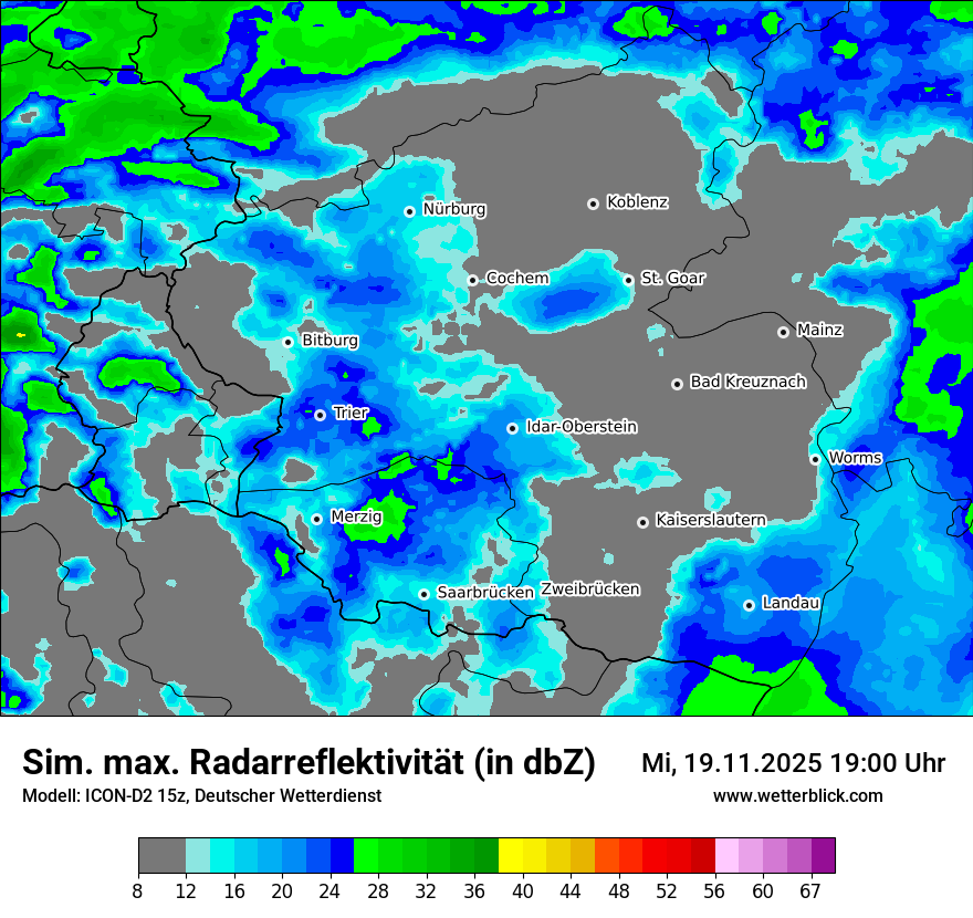 Modellkarten Simuliertes Radarbild