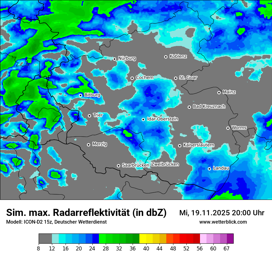 Modellkarten Simuliertes Radarbild