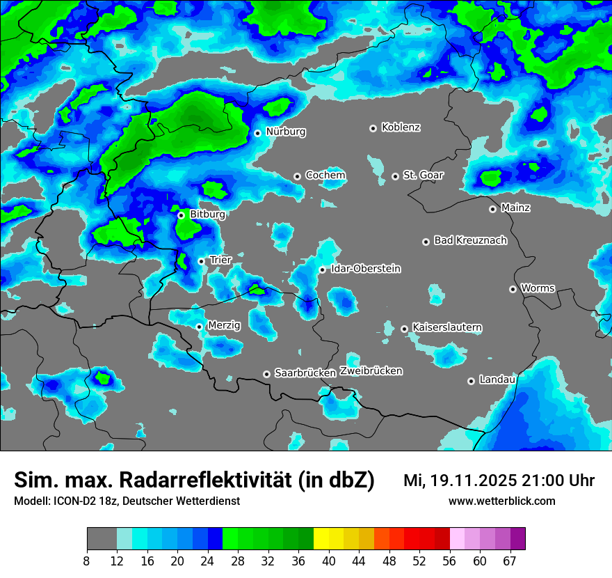 Modellkarten Simuliertes Radarbild