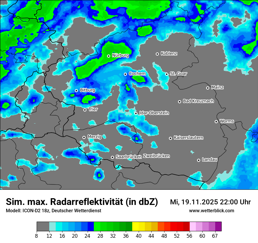 Modellkarten Simuliertes Radarbild