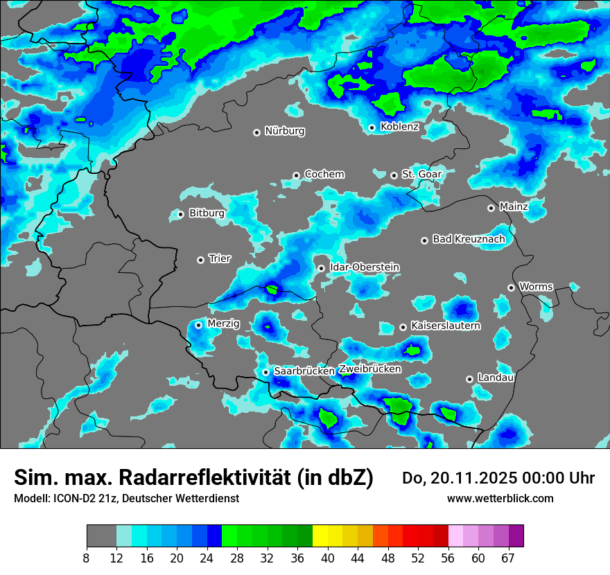 Modellkarten Simuliertes Radarbild