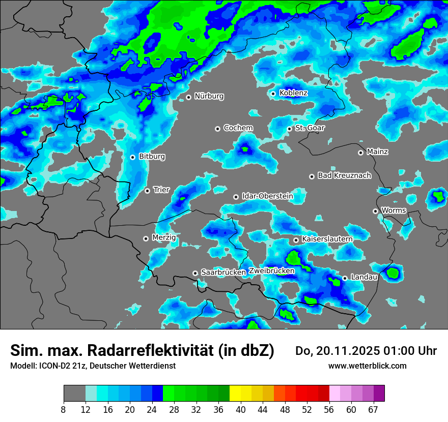 Modellkarten Simuliertes Radarbild