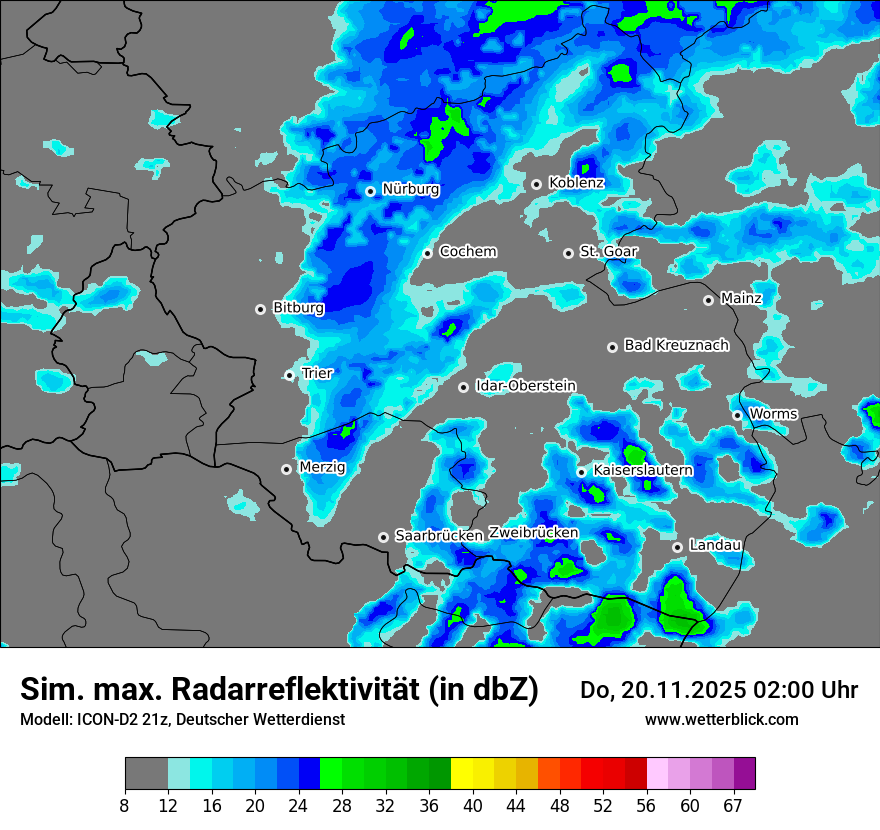 Modellkarten Simuliertes Radarbild