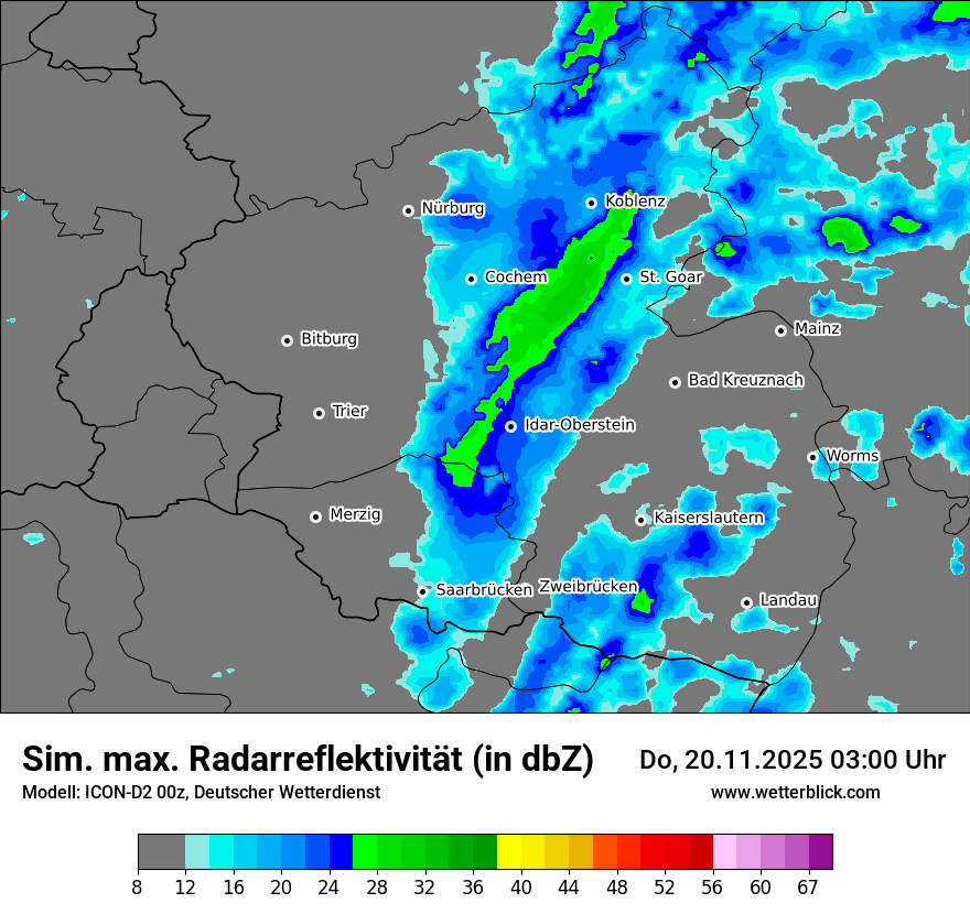 Modellkarten Simuliertes Radarbild