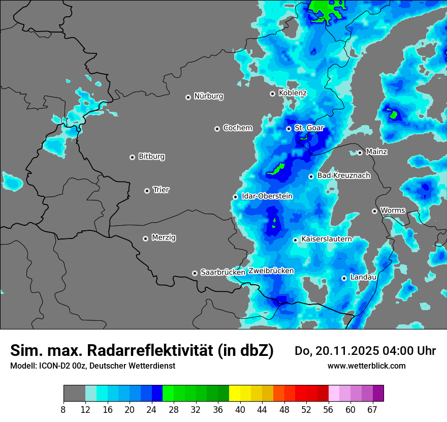 Modellkarten Simuliertes Radarbild