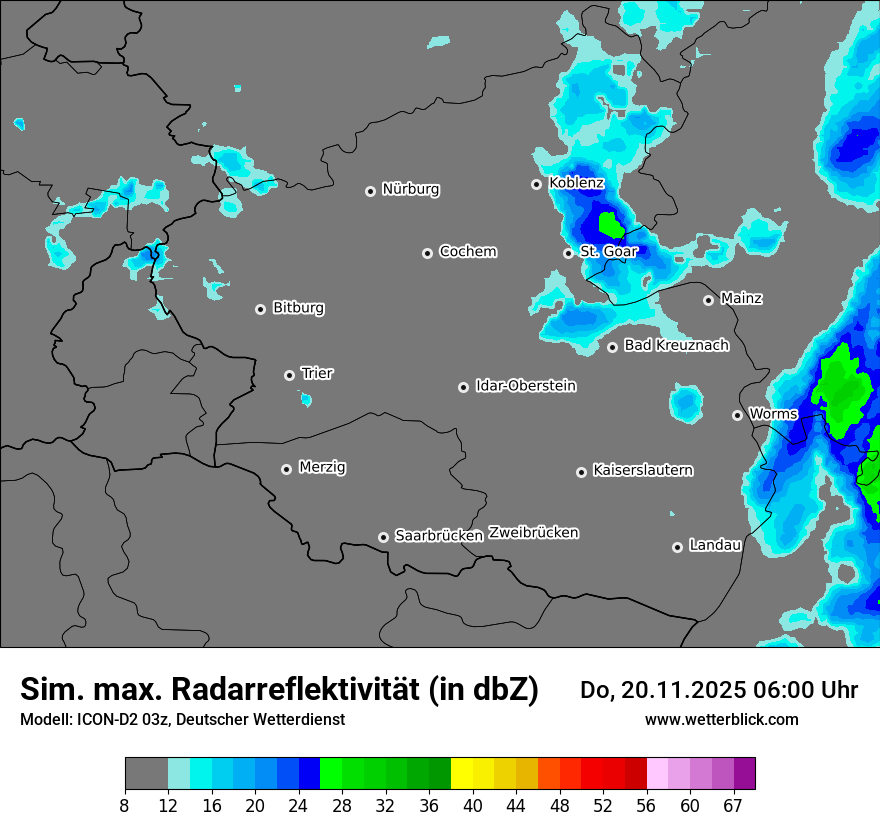 Modellkarten Simuliertes Radarbild
