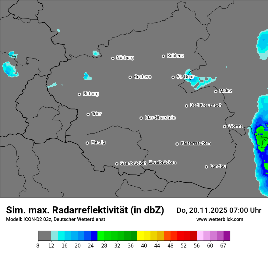 Modellkarten Simuliertes Radarbild
