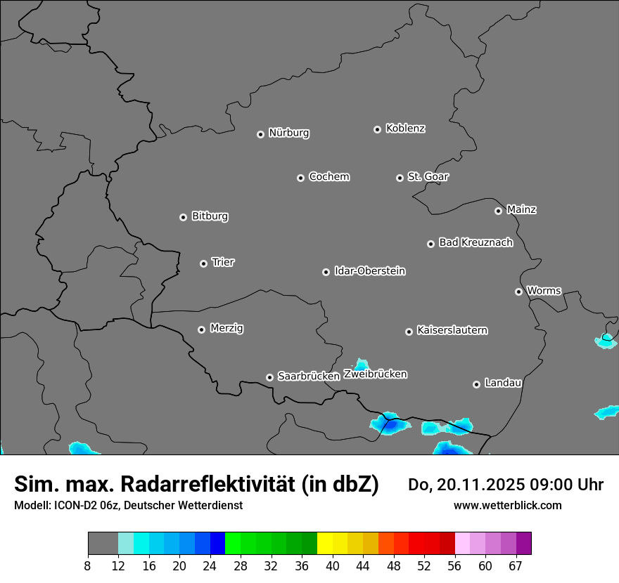 Modellkarten Simuliertes Radarbild
