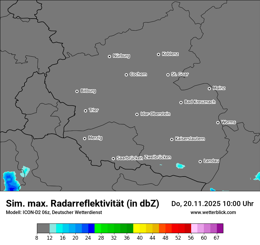 Modellkarten Simuliertes Radarbild