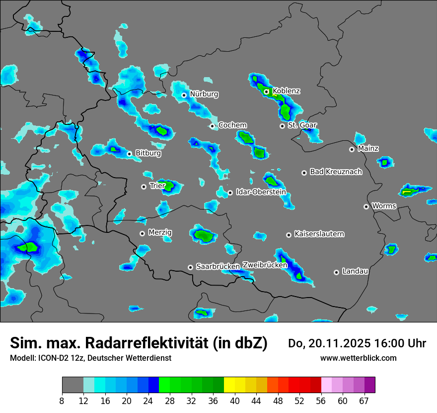 Modellkarten Simuliertes Radarbild